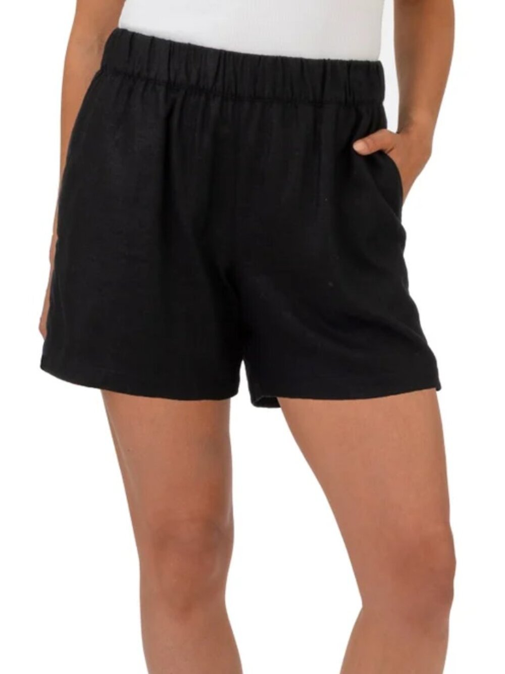 BLANKNYC Linen Blend Shorts Women’s XL Black NWT Pull On Summer